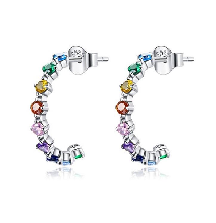 AROS LA GARZA PLATA MUJER RAINBOW - 1