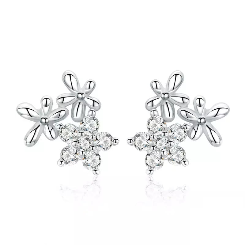 AROS LA GARZA PLATA MUJER FLORES - 1