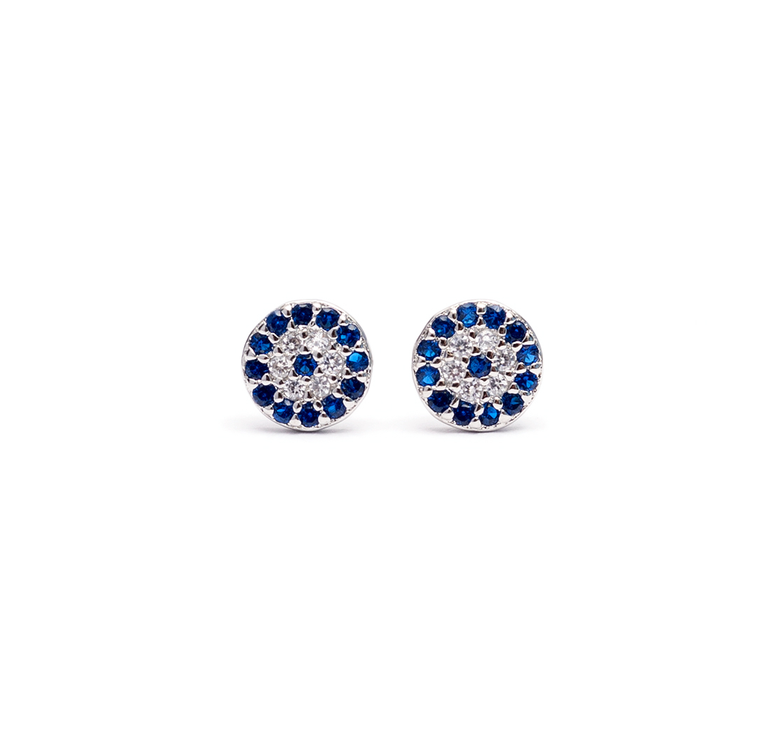 AROS LA GARZA PLATA MUJER OJO TURCO PROTECCION - 1