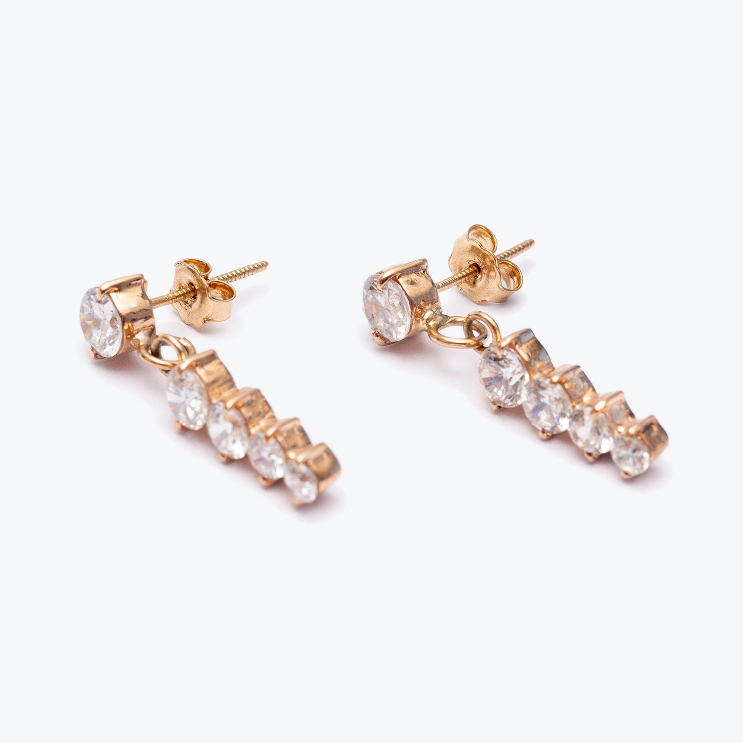 AROS LA GARZA MUJER LARGOS ORO ROSA 18 KTS CIRCONES BLANCOS PRINCESS - 1