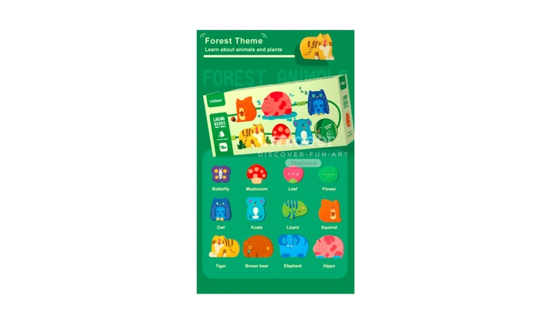 JUEGO ENLACE MIDEER ANIMALES POR EL BOSQUE MULTICOLOR - 2