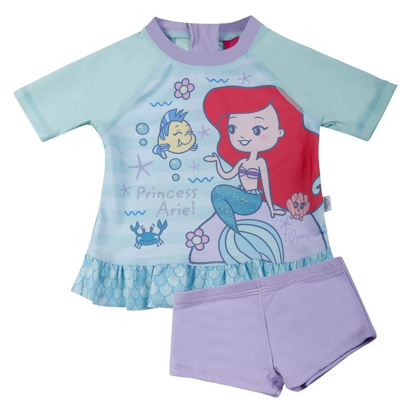 TRAJE DE BAÑO BEBE NIÑA SET UV 50 DISNEY ARIEL TURQUESA - 1