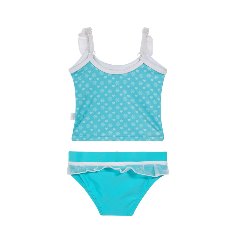 TRAJE DE BAÑO TANKINI PARA NIÑA TURQUESA - 2