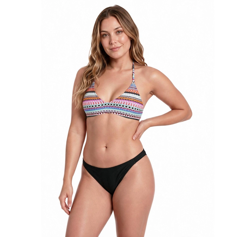 BIKINI BRALETTE CON VIVOS, CALZON LISO NEGRO H2O WEAR - 4