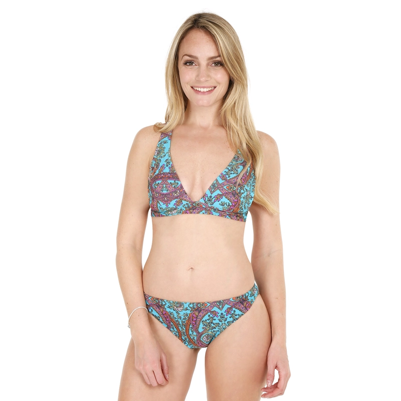 BIKINI HALTER BANDA ESTAMPADO TURQUESA H2O WEAR - 1
