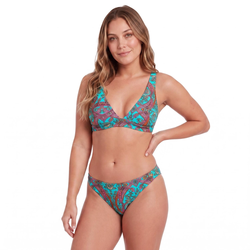 TRAJE DE BAÑO BIKINI HALTER PARA MUJER TURQUESA - 4