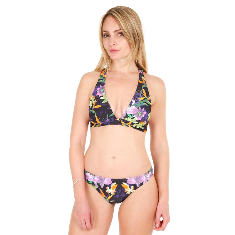 BIKINI HALTER BANDA ESTAMPADO NEGRO H2O WEAR - 1