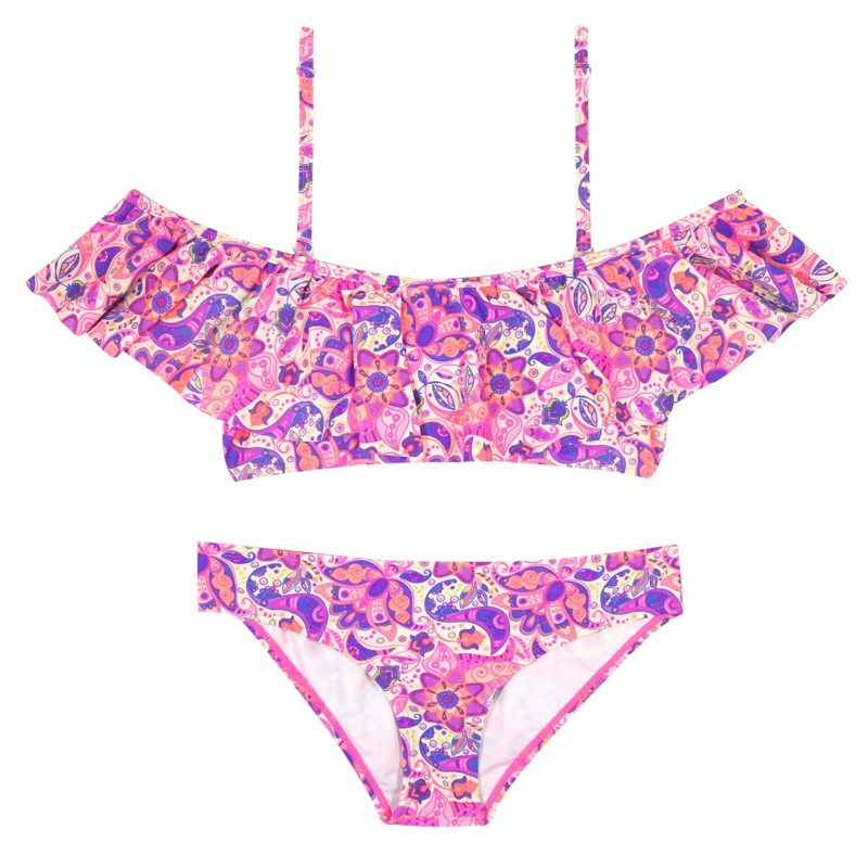 BIKINI NIÑA H2O WEAR NARANJA TEENS FLAMENKINI TELA ESTAMPADA + FILTRO UV30 - 1