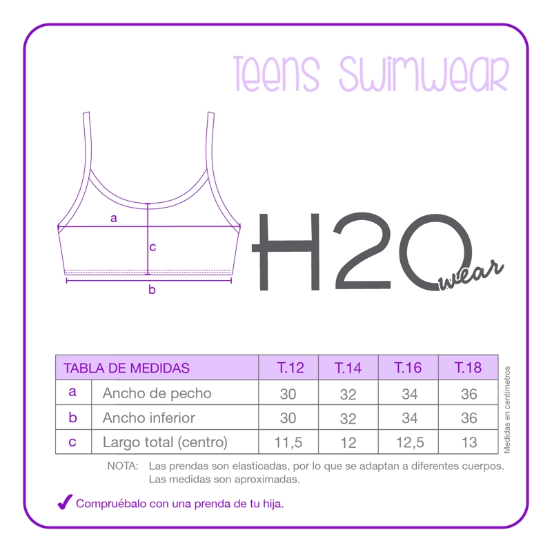 BIKINI NIÑA H2O WEAR NARANJA TEENS FLAMENKINI TELA ESTAMPADA + FILTRO UV30 - 3