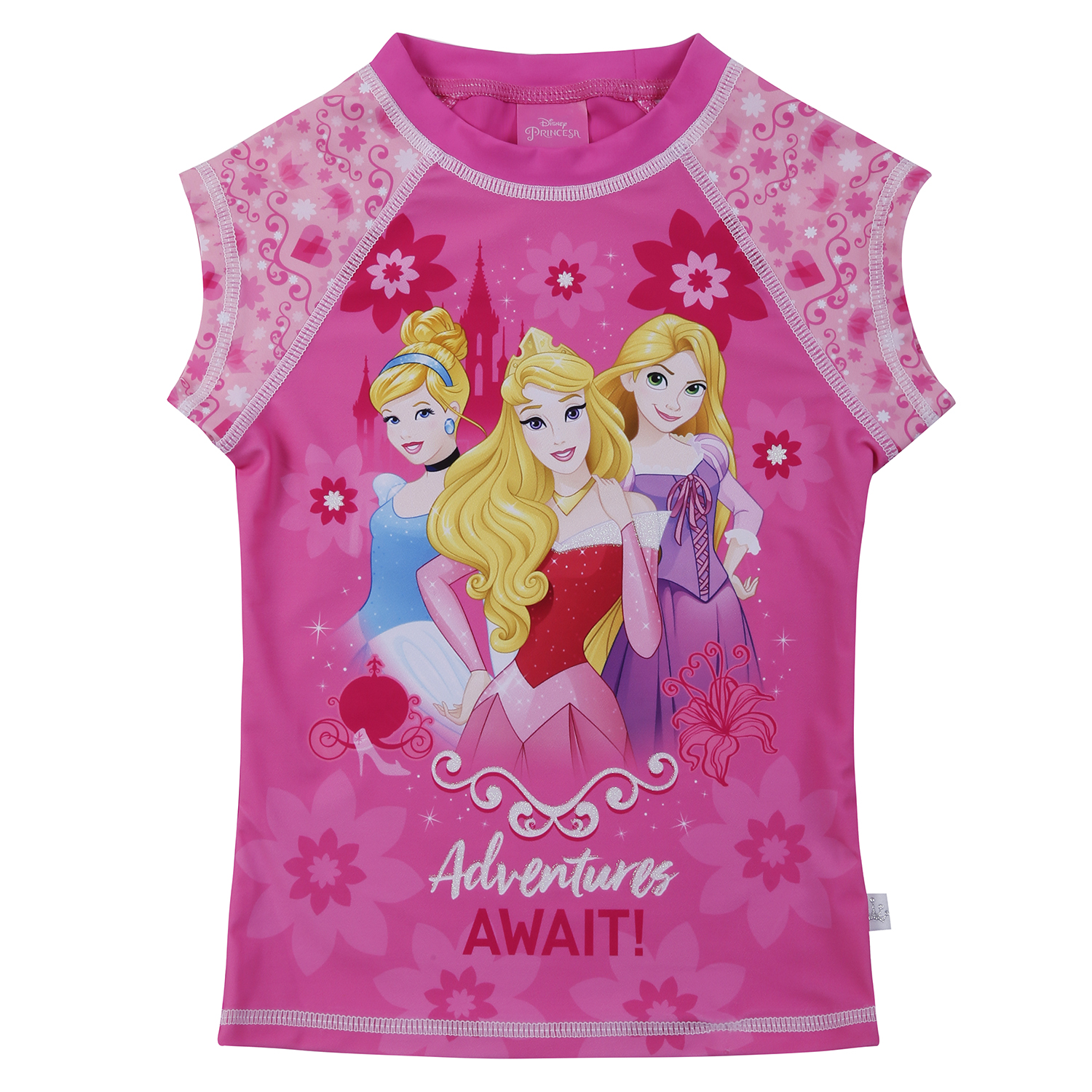 POLERA NIÑA DISNEY ROSA MANGA CORTA UV 50 PRINCESAS - 1