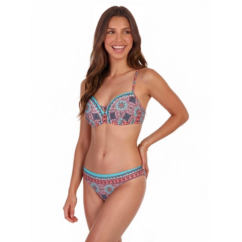 TRAJE DE BAÑO MUJER H2O WEAR BIKINI COPA ESTAMPADO CORAL - 1