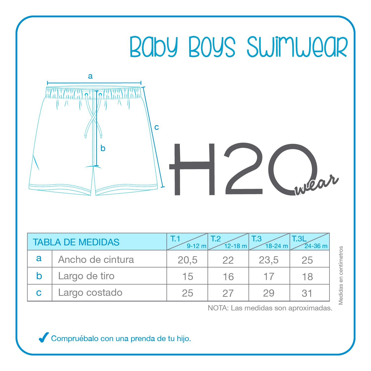 TRAJE DE BAÑO BEBE NIÑO SHORT AZUL H2O WEAR - 3