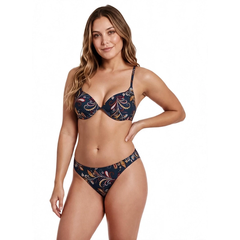 MUJER BIKINI COPA ESTAMPADO FLORES AZUL - 3