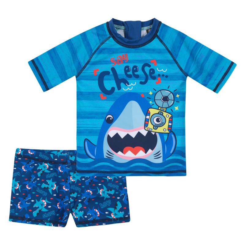 BEBÉ NIÑO SET UV+50 SUBLIMADO H2O WEAR TIBURON AZUL - 1