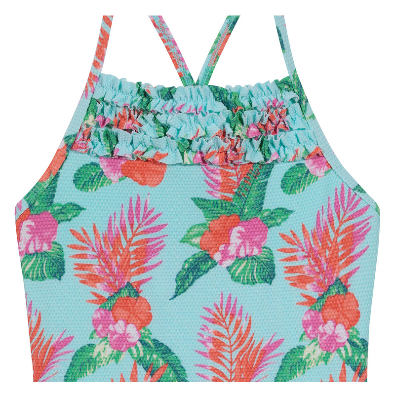 TRAJE DE BAÑO NIÑA H2O WEAR CELESTE ENTERO UV30 TEXTURA - 3