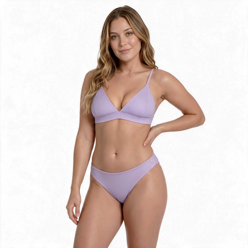 TRAJE DE BAÑO MUJER H2O WEAR BIKINI TRIANGULO BANDA RIB LILA - 4