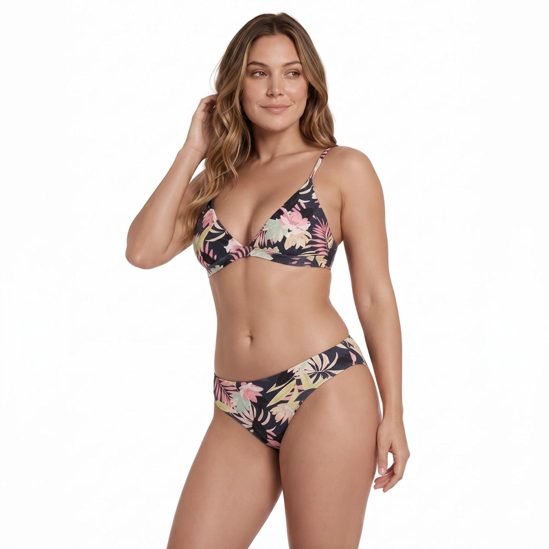 TRAJE DE BAÑO BIKINI MUJER H2O WEAR TRIANGULO FIJO FLORES AZUL - 3