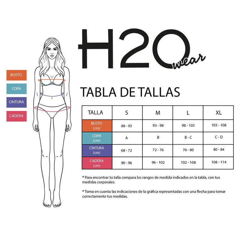 TRAJE DE BAÑO BIKINI MUJER H2O WEAR TRIANGULO FIJO FLORES AZUL - 5