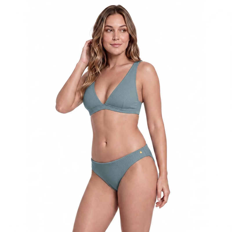 TRAJE DE BAÑO MUJER H2O WEAR BIKINI HALTER TEXTURA RIB VERDE - 4
