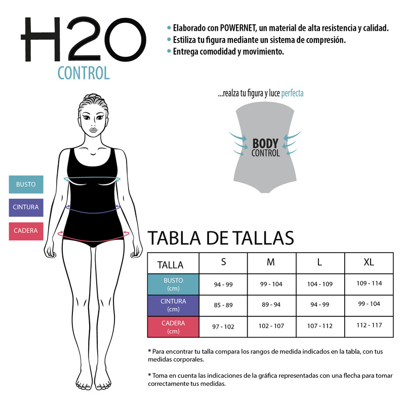 TRAJE DE BAÑO MUJER H2O WEAR ENTERO CONTROL HEBILLA TURQUESA - 7