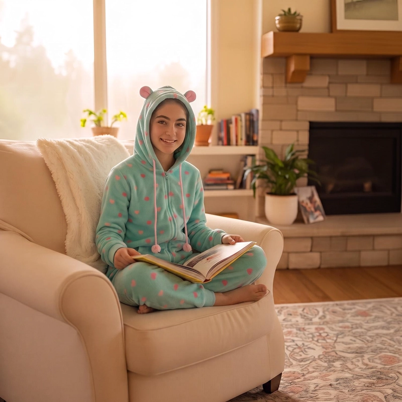 PIJAMA TEENS NIÑA POLAR ENTERO H2O WEAR CELESTE - 1