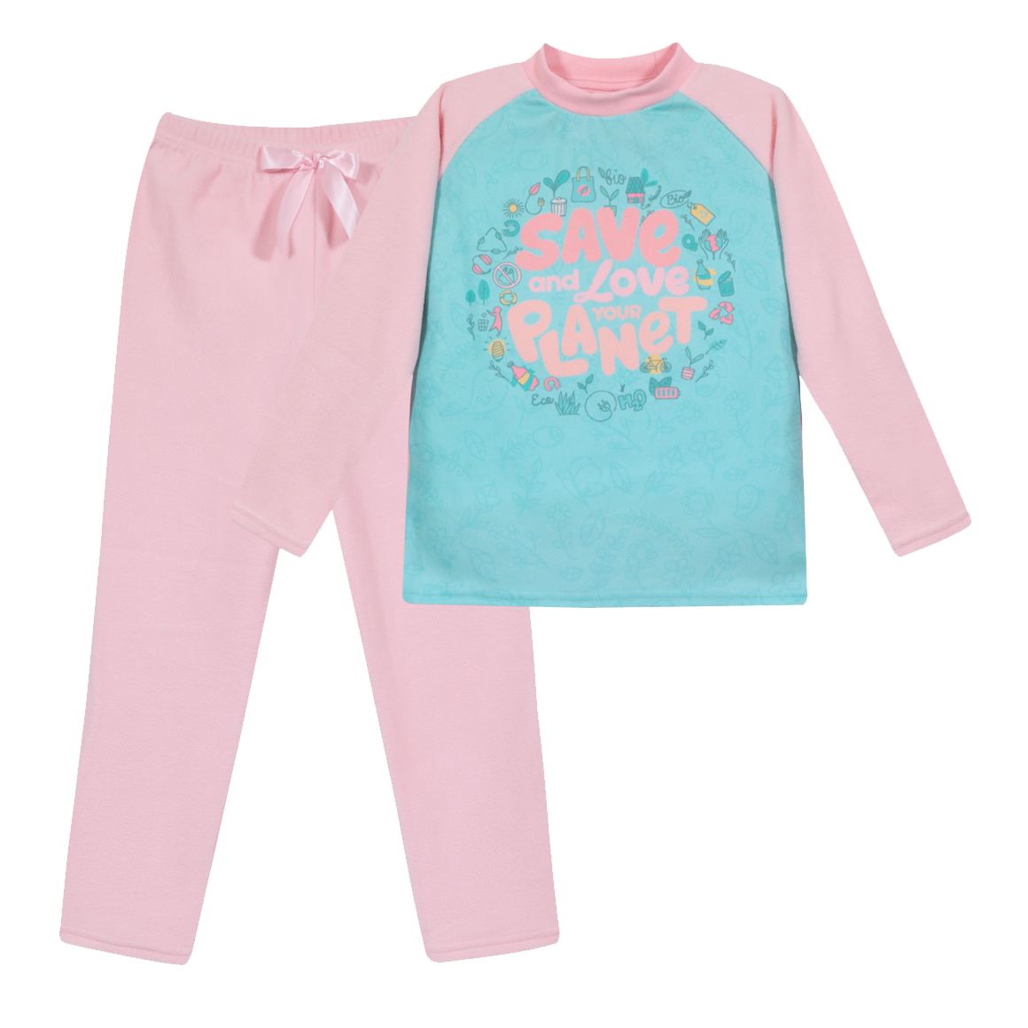 PIJAMA NIÑA H2O WEAR VERDE POLAR SUSTENTABLE AGUAMARINA - 1