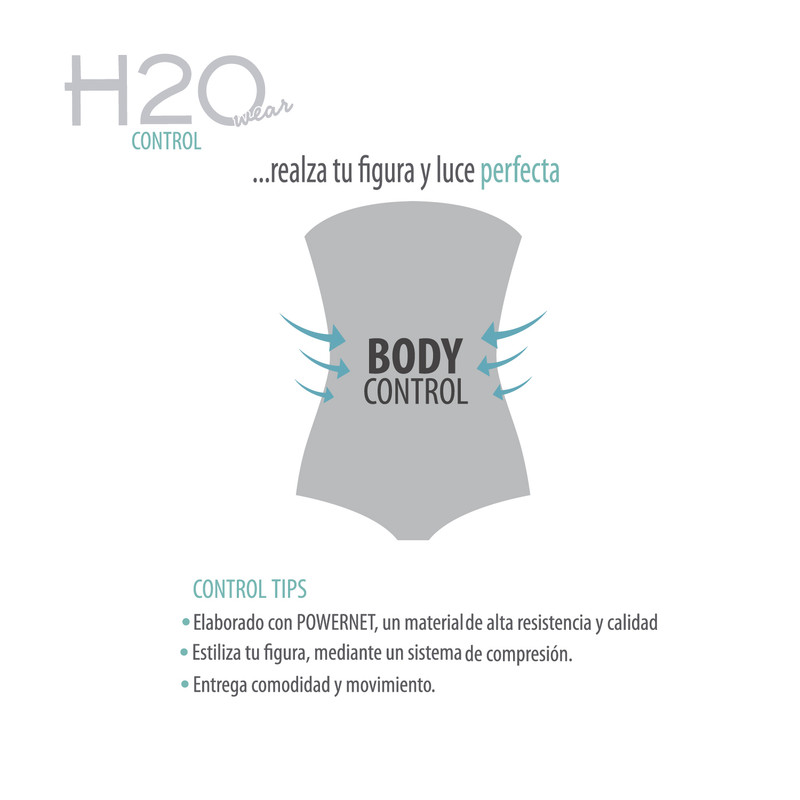 TRAJE DE BAÑO ENTERO MUJER CONTROL H2O WEAR NEGRO CORTES - 5