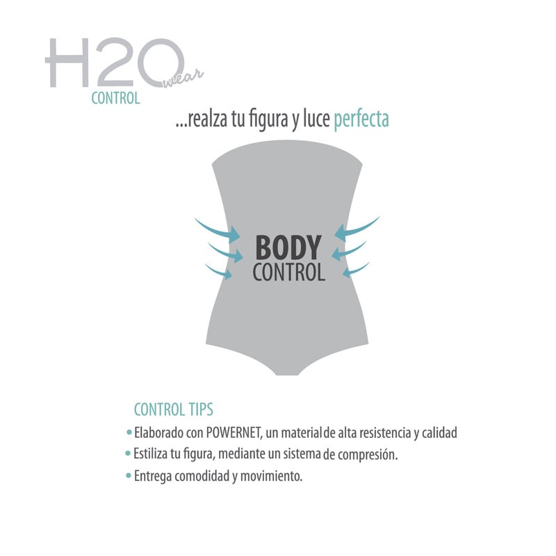 TRAJE DE BAÑO MUJER H2O WEAR TANKINI CONTROL BANDA NEGRO AZABACHE - 5