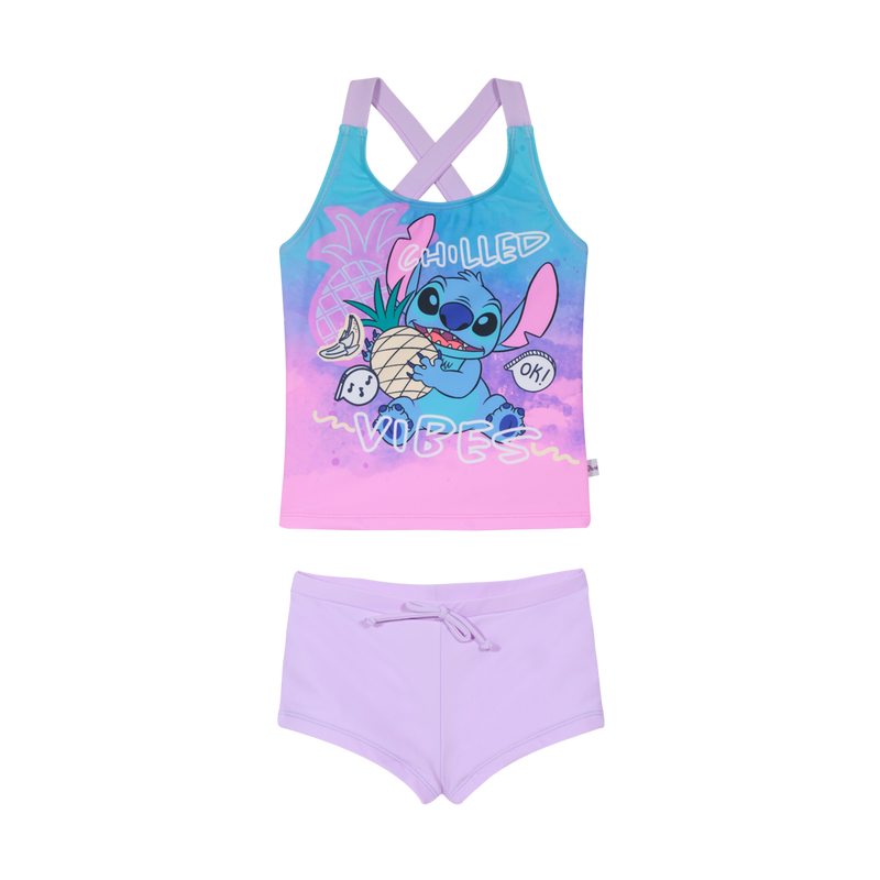 TRAJE DE BAÑO NIÑA TANKINI DISNEY STITCH LILA - 1