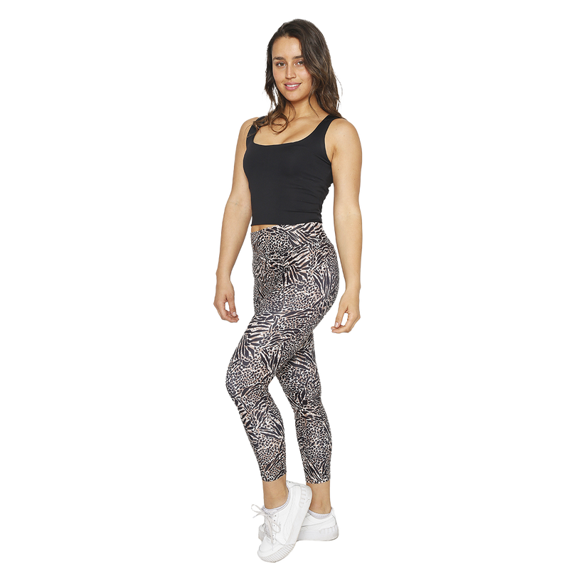 CALZA LEGGING MUJER H2O WEAR BEIGE CON PRETINA ANIMAL PRINT - 1