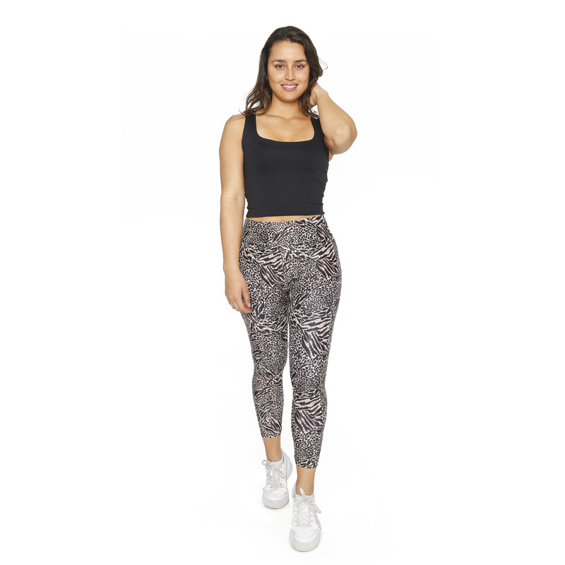 CALZA LEGGING MUJER H2O WEAR BEIGE CON PRETINA ANIMAL PRINT - 2