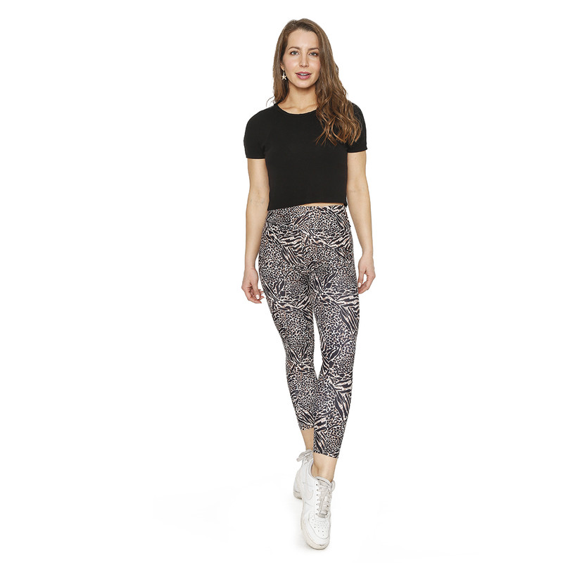 CALZA LEGGING MUJER H2O WEAR BEIGE CON PRETINA ANIMAL PRINT - 3