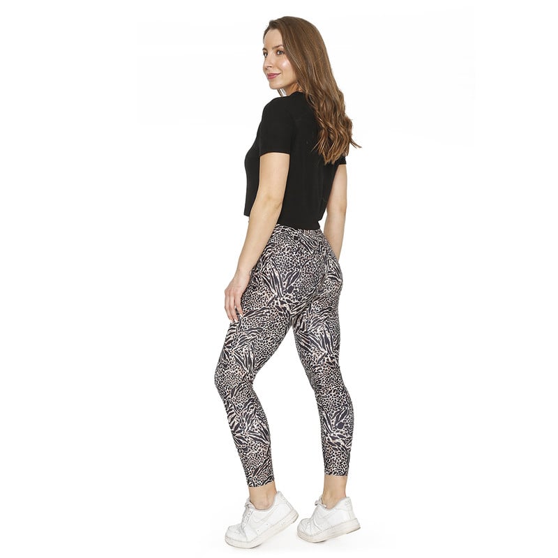 CALZA LEGGING MUJER H2O WEAR BEIGE CON PRETINA ANIMAL PRINT - 6