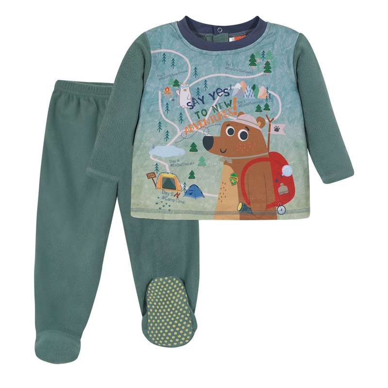 PIJAMA POLAR SUSTENTABLE NIÑO H2O WEAR VERDE BEBE CONJUNTO - 1