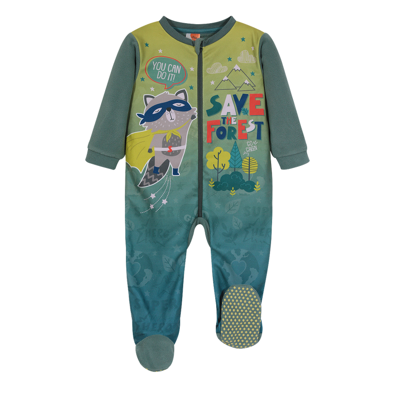 PIJAMA POLAR SUSTENTABLE NIÑO H2O WEAR VERDE BEBE ENTERO - 1