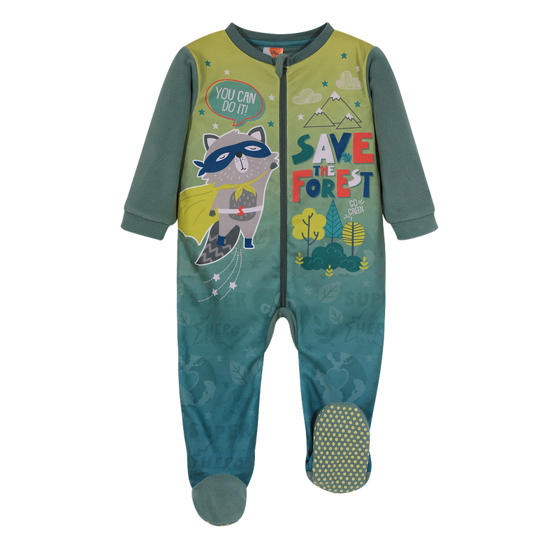 PIJAMA POLAR SUSTENTABLE NIÑO H2O WEAR VERDE BEBE ENTERO - 1