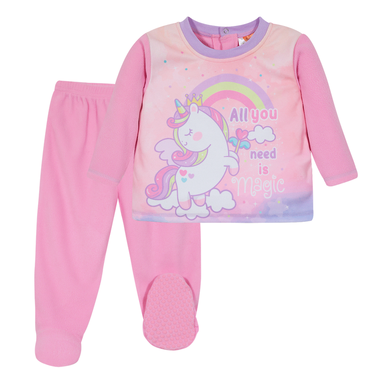 PIJAMA NIÑA H2O WEAR ROSADO BEBÉ CONJUNTO POLAR SUSTENTABLE - 1