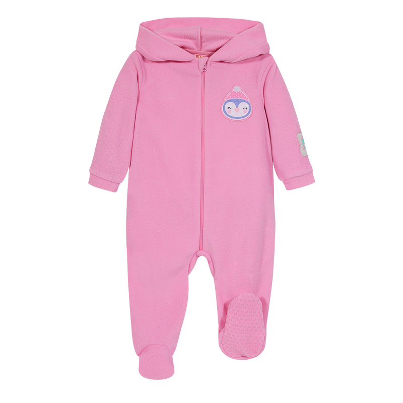 PIJAMA NIÑA H2O WEAR ROSADO BEBÉ ENTERO C/GORRO POLAR SUSTENTABLE - 1