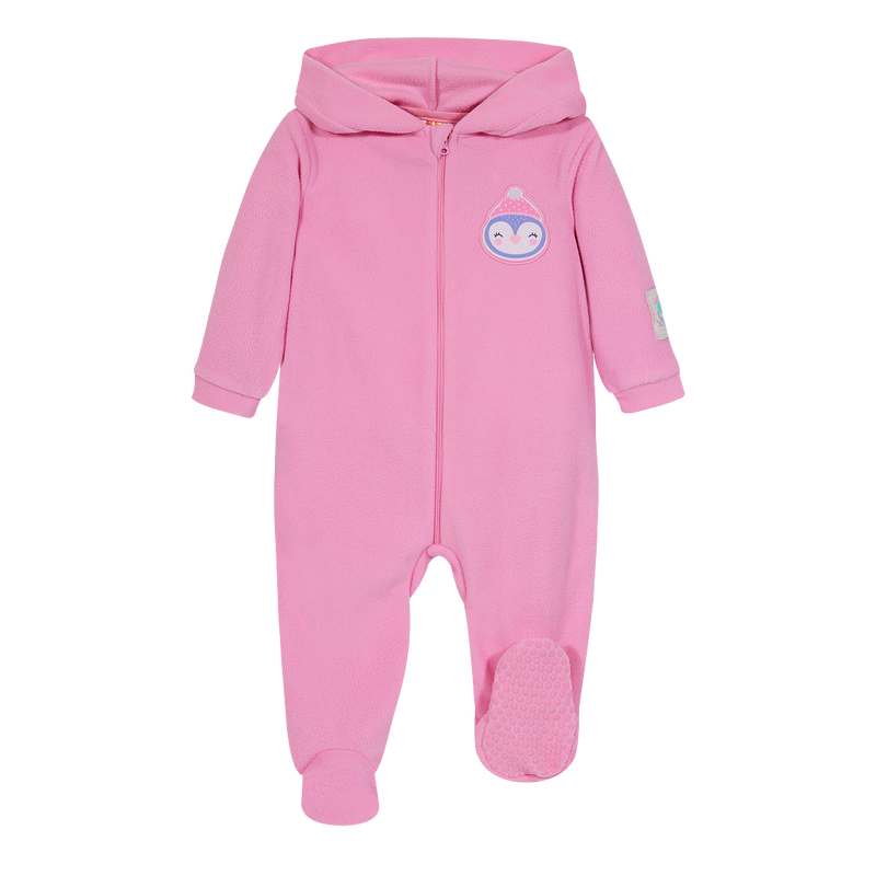 PIJAMA NIÑA H2O WEAR ROSADO BEBÉ ENTERO C/GORRO POLAR SUSTENTABLE - 1