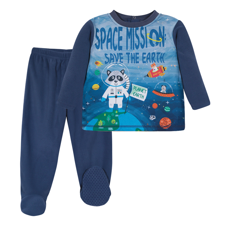 PIJAMA BEBE NINO CONJUNTO POLAR SUSTENTABLE AZUL