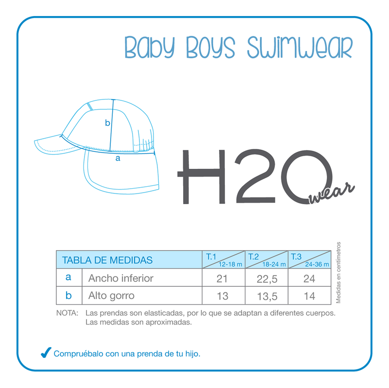 GORRO JOCKEY NIÑO H2O WEAR TURQUESA UV 50+ PARA BEBE - 3