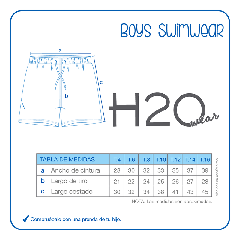 TRAJE DE BAÑO NIÑO H2O WEAR AZUL SHORT ESTAMPADO - 3