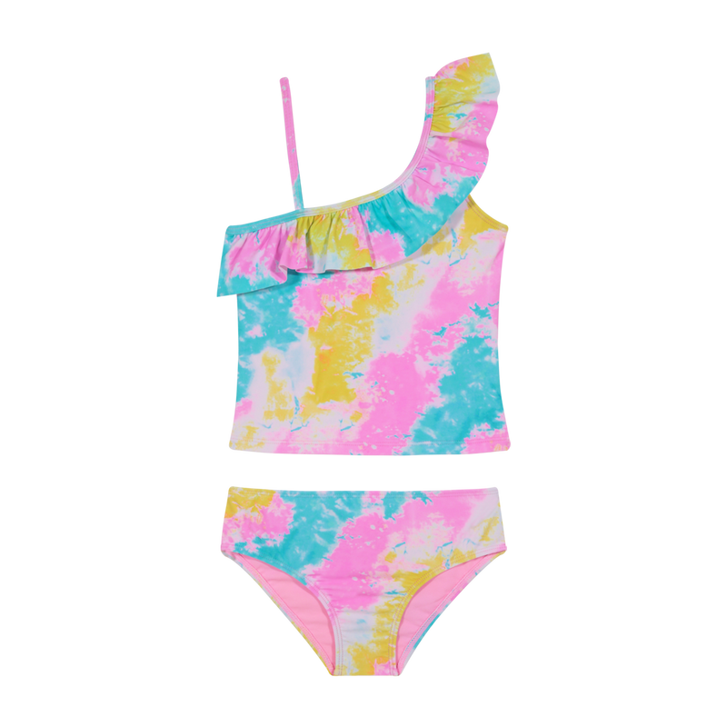 TRAJE DE BAÑO NIÑA H2O WEAR ROSADO TANKINI UV30+ CON VUELOS UN HOMBRO PARA - 1