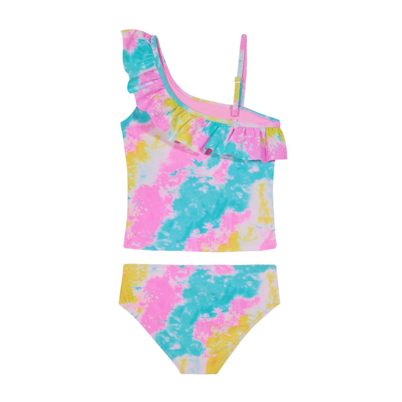 TRAJE DE BAÑO NIÑA H2O WEAR ROSADO TANKINI UV30+ CON VUELOS UN HOMBRO PARA - 2