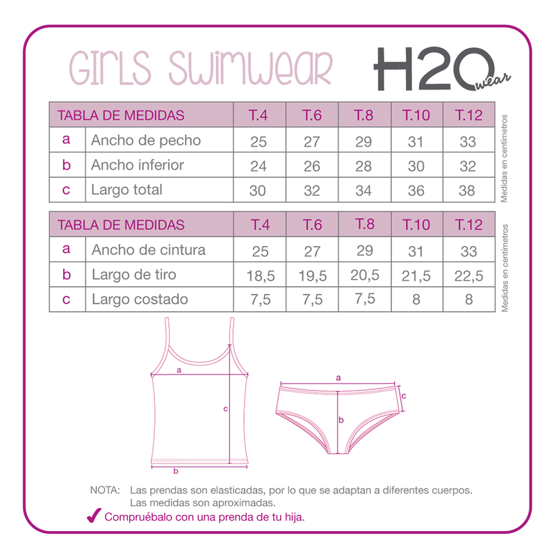 TRAJE DE BAÑO NIÑA H2O WEAR ROSADO TANKINI UV30+ CON VUELOS UN HOMBRO PARA - 3