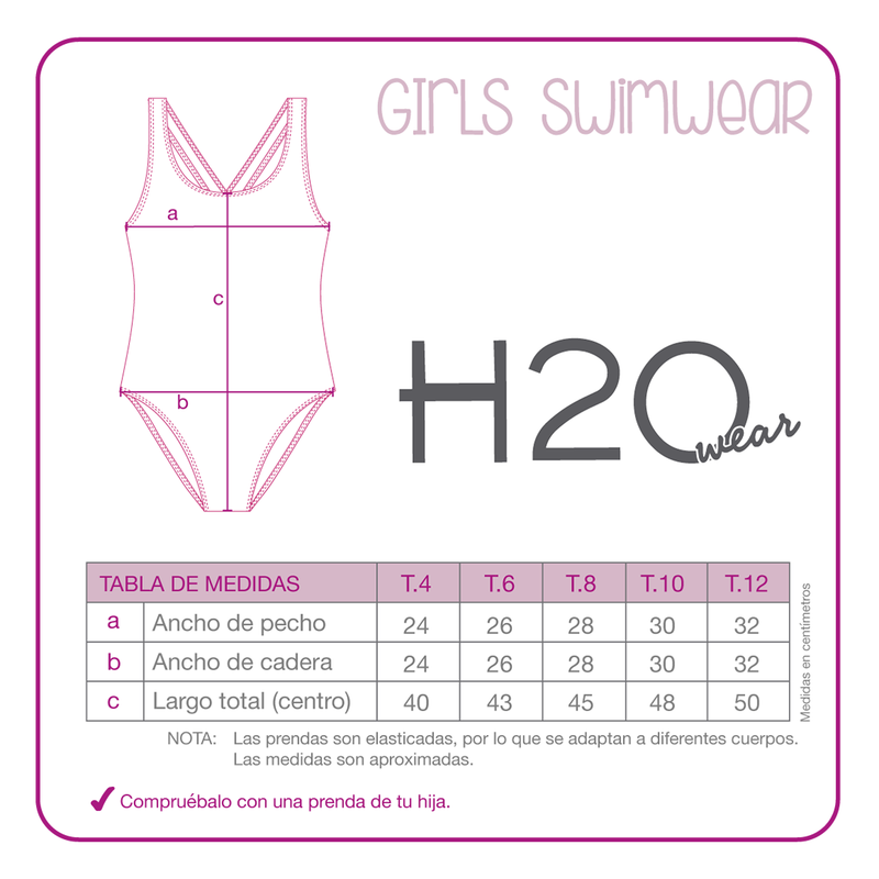 TRAJE DE BAÑO NIÑA H2O WEAR ROSADO ENTERO UV30+ FOLIA - 4
