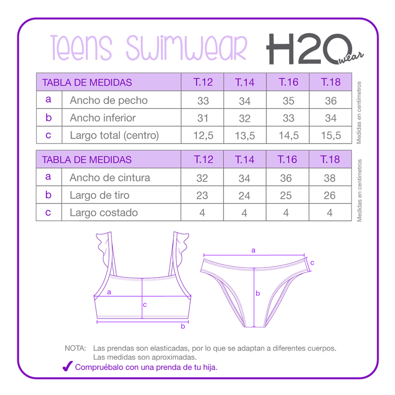 TRAJE DE BAÑO NIÑA H2O WEAR VERDE BIKINI UV30+ CON VUELOS PARA TEENS - 3