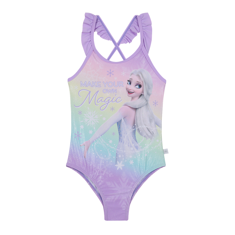 TRAJE DE BAÑO NIÑA DISNEY LILA ENTERO FROZEN C/VUELOS - 1