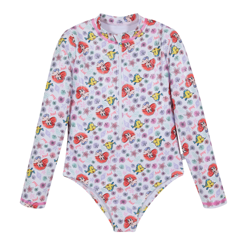 TRAJE DE BAÑO NIÑA DISNEY BLANCO ENTERO UV50+ PRINCESAS M/LARGA - 1