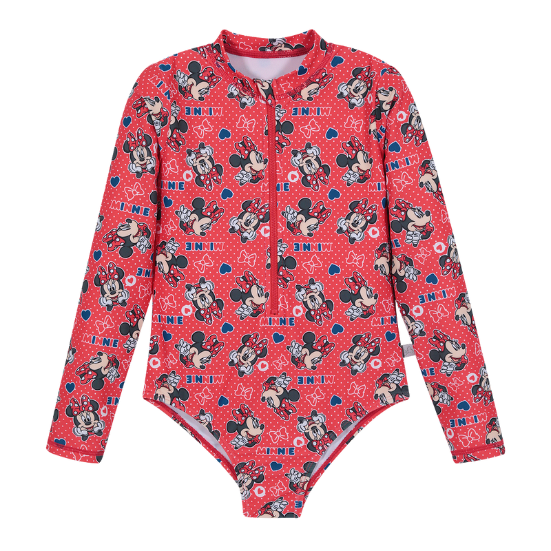 TRAJE DE BAÑO NIÑA ENTERO UV50+ DISNEY MINNIE ROJO M/LARGA - 1